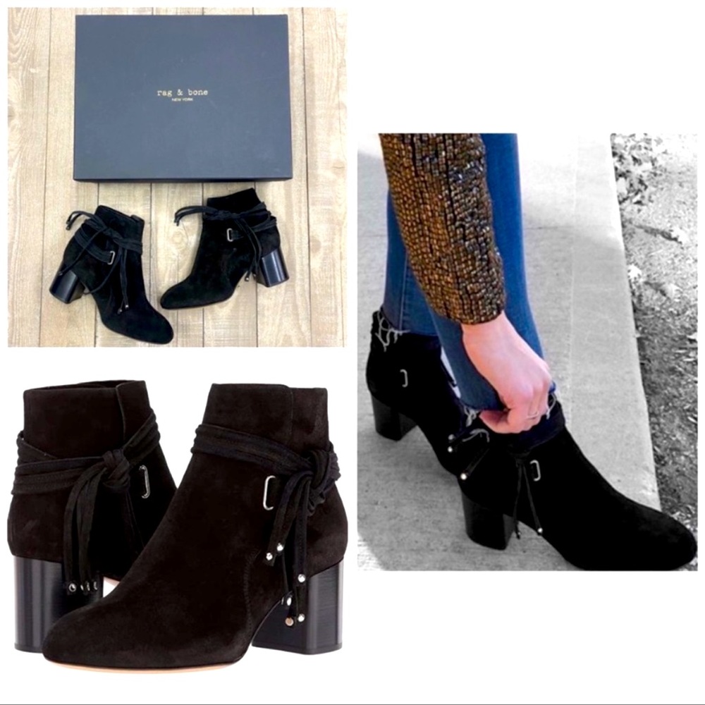 NEW Rag & Bone Dalia II Black Suede Booties - Picture 2 of 8